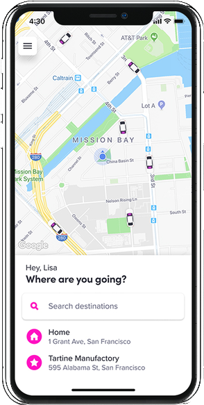 Lyft rider app: search destinations