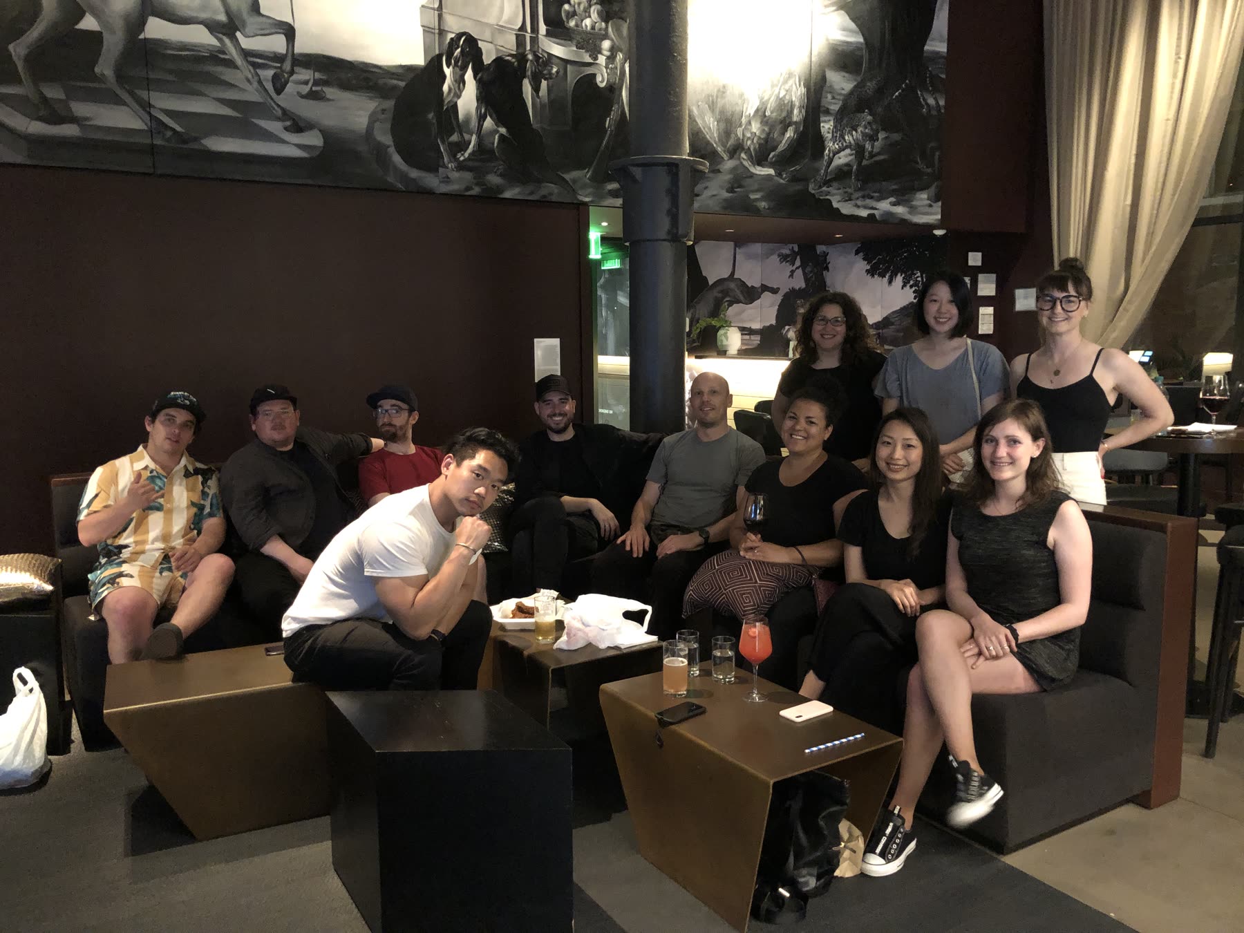Team night out in a lounge
